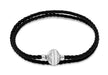 Sterling Silver Black Plaited Leather Wrap Bracelet 41m/16"9