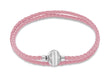 Sterling Silver Pink Plaited Leather Wrap Bracelet 41m/16"9