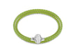 Sterling Silver Green Plaited Leather Wrap Bracelet 