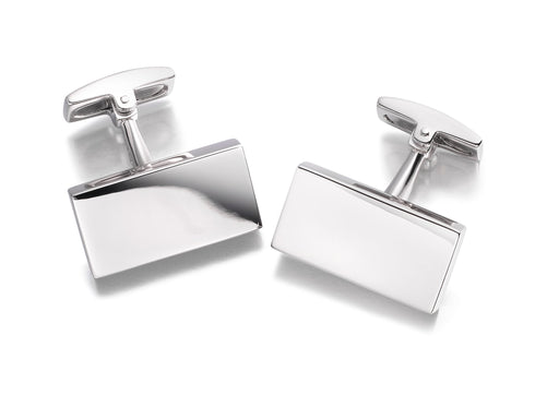 Hoxton London Men's Sterling Silver Rectangular Plain Cufflinks