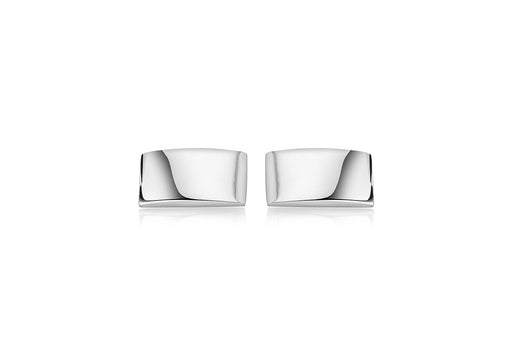 Hoxton London Men's Sterling Silver Rectangular Plain Domed Cufflinks