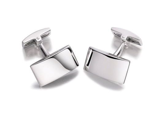 Hoxton London Men's Sterling Silver Rectangular Plain Domed Cufflinks