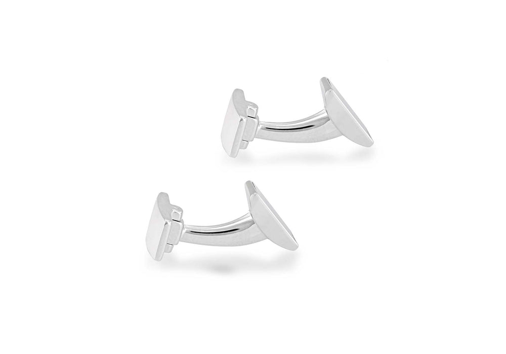 Hoxton London Men's Sterling Silver Ebony Wood Retangle Cufflinks