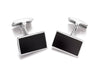 Hoxton London Men's Sterling Silver Ebony Wood Retangle Cufflinks