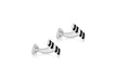 Hoxton London Men's Sterling Silver Black Enamel Stripe Square Cufflinks