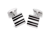 Hoxton London Men's Sterling Silver Black Enamel Stripe Square Cufflinks