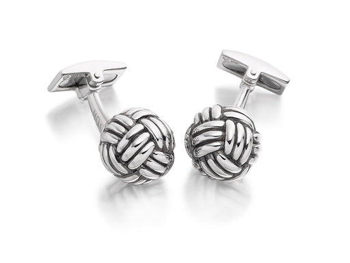 Hoxton London Men's Sterling Silver Oval Weave Cufflinks