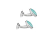 Hoxton London Men's Sterling Silver and Turquoise Round Cufflinks