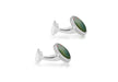 Hoxton London Men's Sterling Silver and Jade Round Cufflinks