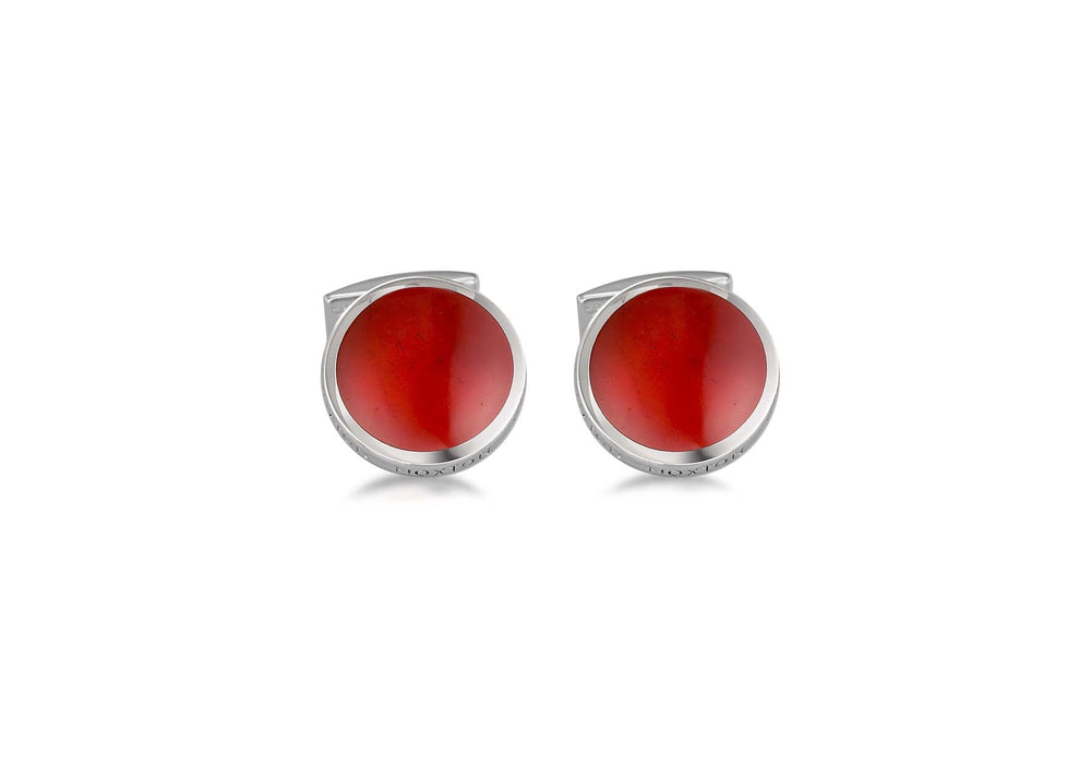 Hoxton London Men's Sterling Silver and Jasper Round Cufflinks