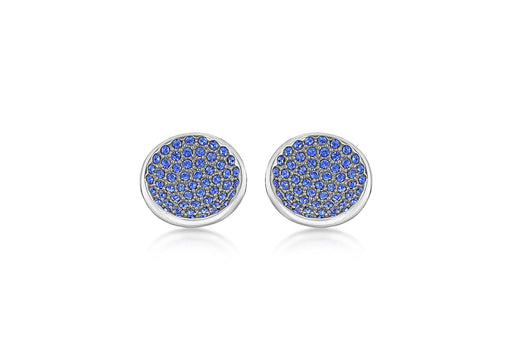 Hoxton London Men's Sterling Silver and Dark Blue Zirconia  Round Cufflinks