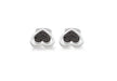 Hoxton London Men's Sterling Silver Heart Black Zirconia  Cufflinks