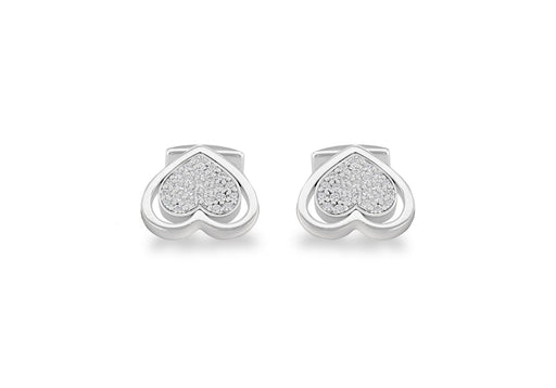 Hoxton London Men's Sterling Silver Heart Zirconia  Cufflinks