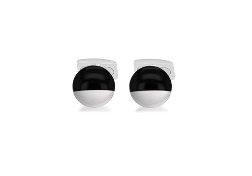 Hoxton London Men's Sterling Silver and Black Agate irular Cufflinks