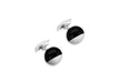 Hoxton London Men's Sterling Silver and Black Agate Circular Cufflinks