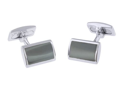 Hoxton London Men's Sterling Silver and Hematite Retangle Cufflinks