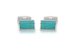 Hoxton London Men's Sterling Silver and Turquoise Retangle Cufflinks