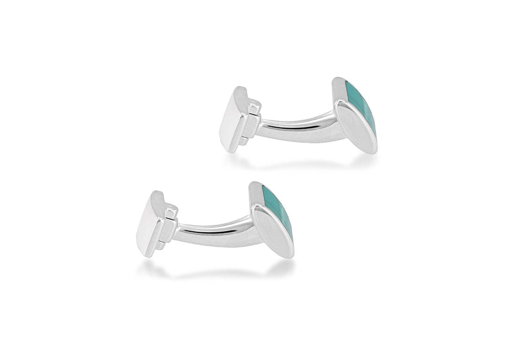 Hoxton London Men's Sterling Silver and Turquoise Retangle Cufflinks