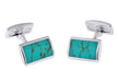 Hoxton London Men's Sterling Silver and Turquoise Retangle Cufflinks