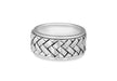 Hoxton London Men's Sterling Silver Rhodium Plated Herringbone Ring