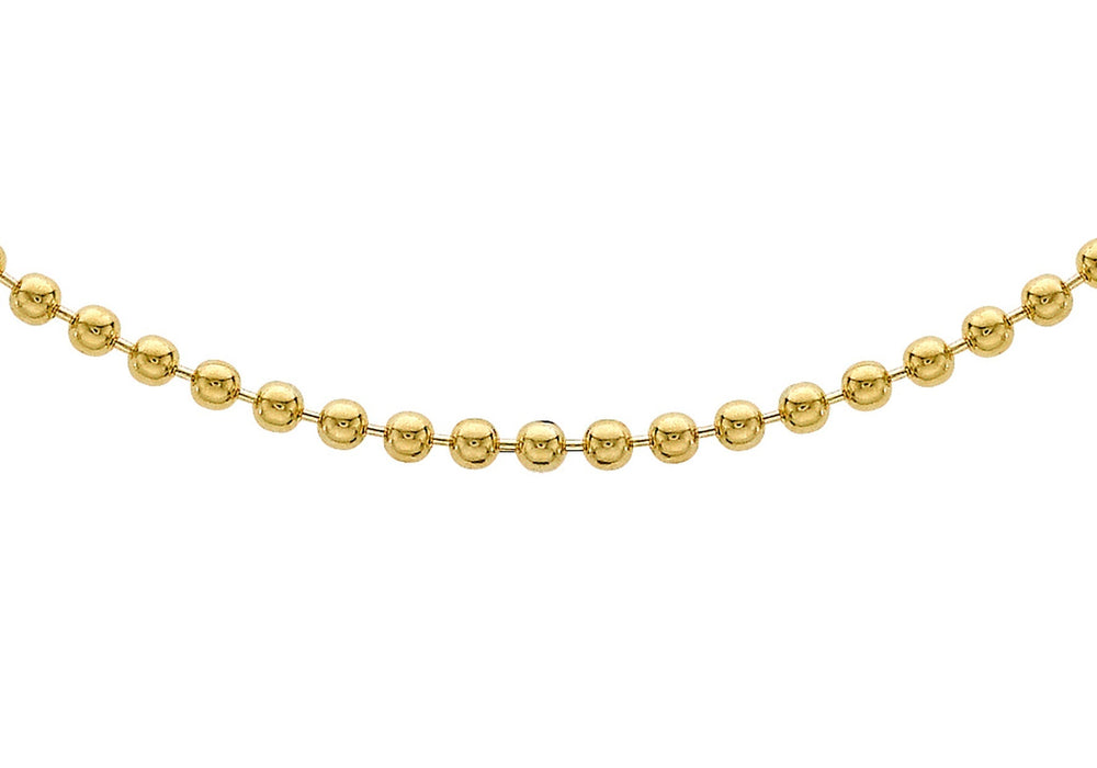 9ct Yellow Gold 2mm Ball Chain