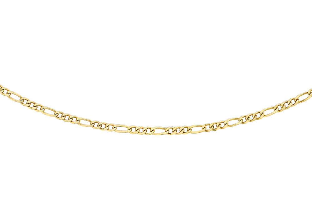 9ct Yellow Gold 30 Diamond Cut Figaro Chain 41m/16"9