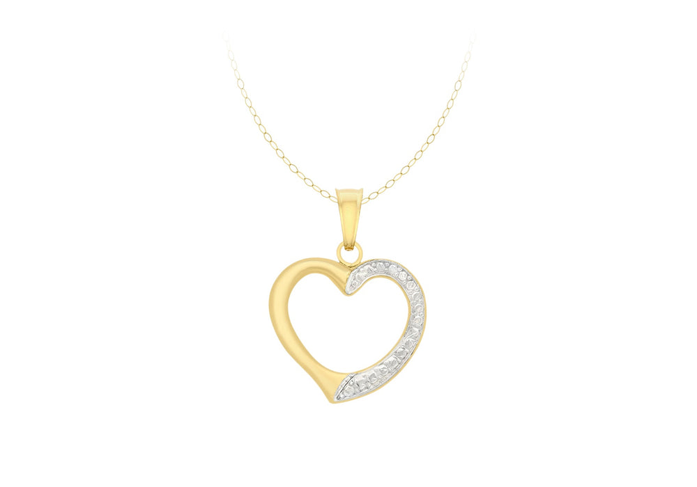 9ct 2-Colour Gold Patterned Heart Trace Chain Necklace