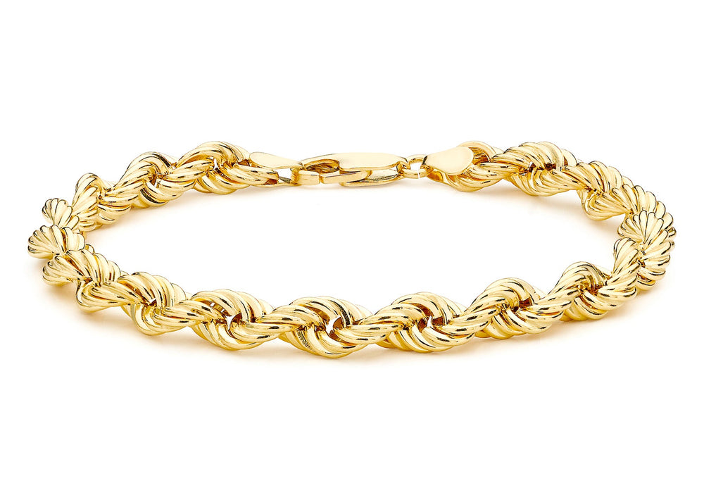 9ct Yellow Gold 120 Rope Chain Bracelet 18m/7"9