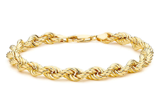 9ct Yellow Gold 120 Rope Chain Bracelet 18m/7"9