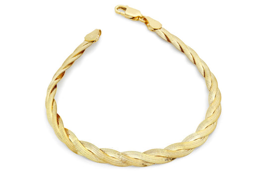 9ct Yellow Gold 3-Plait Patterned Herringbone Bracelet 19m/7.5"9