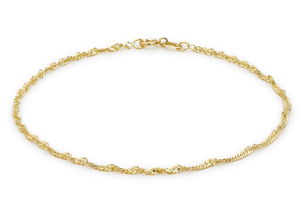 9ct Yellow Gold 30 Twist Curb Chain Bracelet 19m/7.5"9