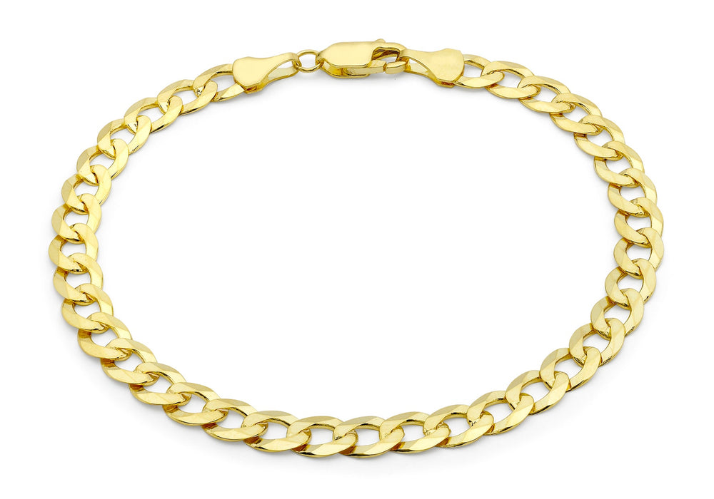 9ct Yellow Gold 150 Diamond Cut Flat Curb Chain Bracelet 18m/7"9