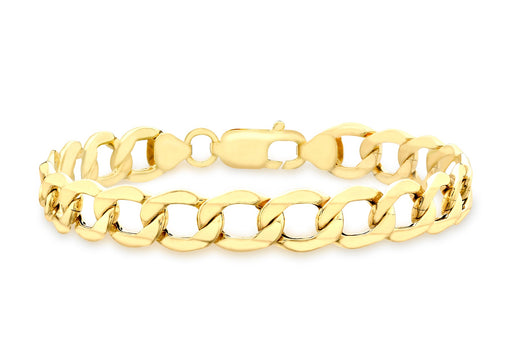 9ct Yellow Gold 150 6-Sided Curb Chain Bracelet 18.5m/7.25"9