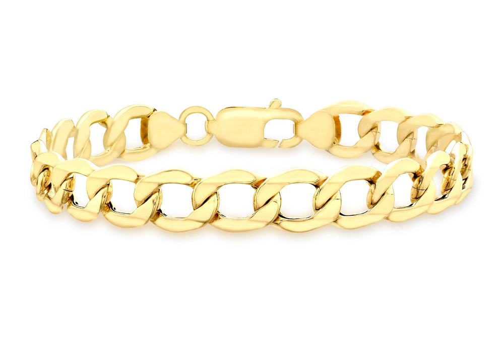 9ct Yellow Gold 150 6-Sided Curb Chain Bracelet 21.5m/8.5"9