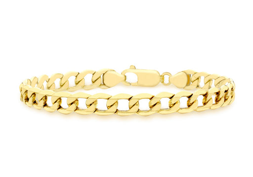 9ct Yellow Gold 200 6-Sided Curb Chain Bracelet 21.5m/8.5"9