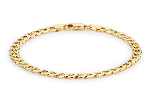 9ct Yellow Gold 120 6-Sided Curb Chain Bracelet 21.5m/8.5"9