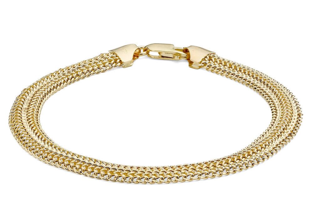 9ct Yellow Gold 6.5mm Domed 4-Row Curb Bracelet 23m/9"9