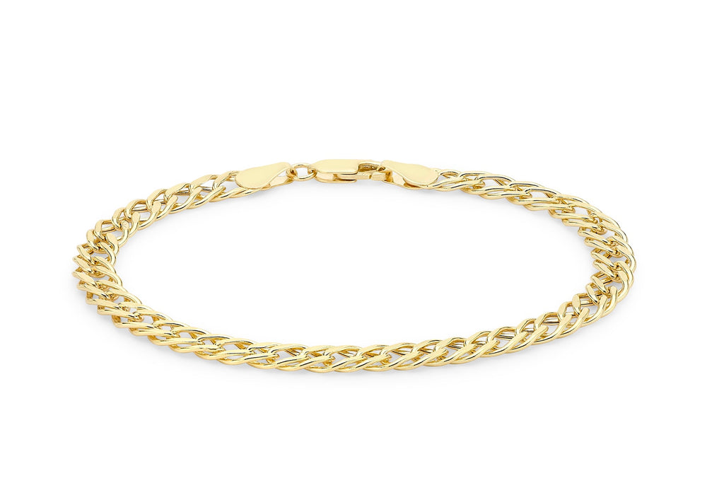 9ct Yellow Gold Double Flat Curb Bracelet