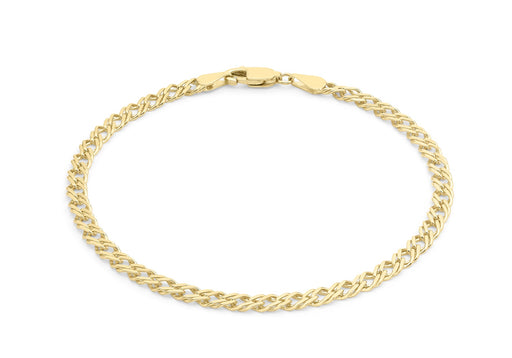 9ct Yellow Gold 060 Double Curb Chain Bracelet 18m/7"9