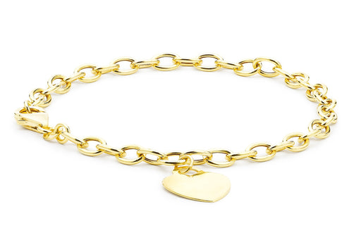 9ct Yellow Gold 15.5mm x 18mm Heart Tag Belcher  Bracelet 18m/7"9