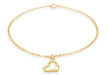 9ct Yellow Gold 11mm x 10mm Heart Charm Round Belcher  Chain Bracelet 18m/7"9