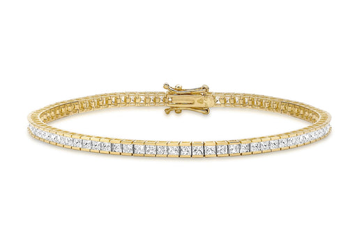 9ct Yellow Gold 2mm Square Zirconia  Tennis Bracelet 19m/7.5"9