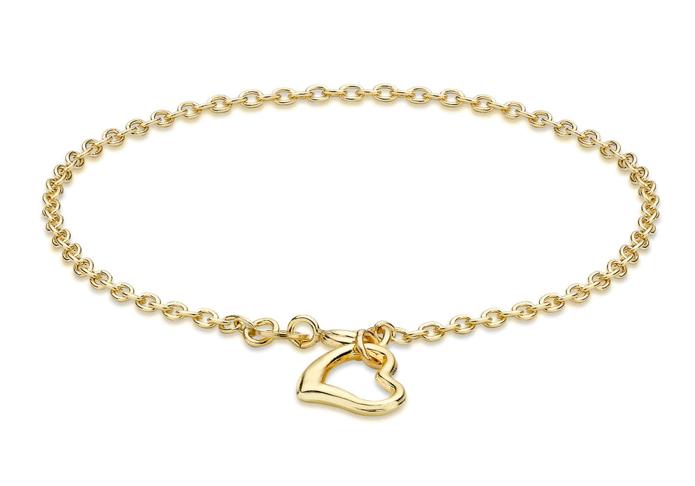 9ct Yellow Gold 11.6mm x 10mm Heart Drop Bracelet 18m/7"9