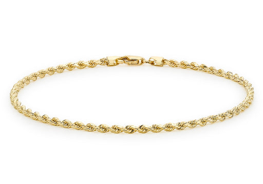 9ct Yellow Gold 30 Hollow Diamond Cut Rope Bracelet