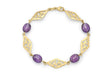 9ct Yellow Gold Diamond Link and Amethyst Bracelet 19m/7.5"9