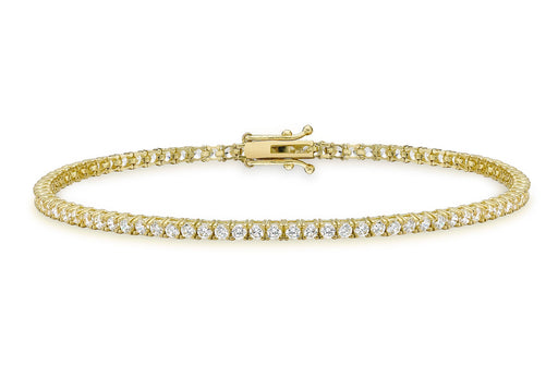 9ct Yellow Gold 2mm Round Zirconia  Tennis Bracelet 19m/7.5"9