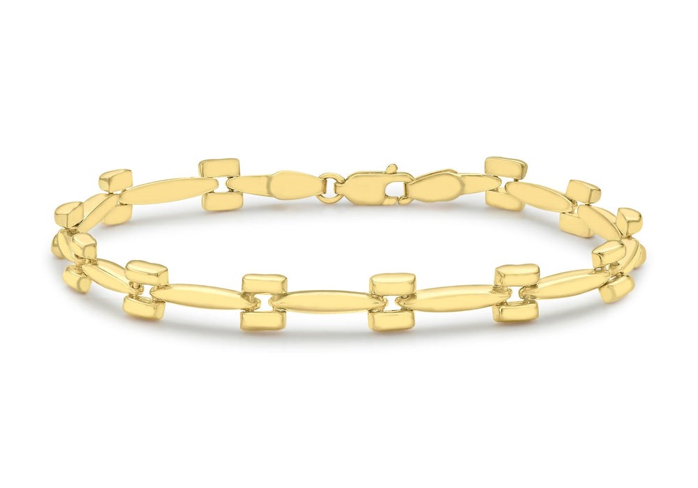 9ct Yellow Gold 6.4mm Square Link Bracelet 19m/7.5"9