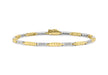 9ct 2-Colour Gold 0.15t Diamond Grooved Bar Link Bracelet 18m/7"9