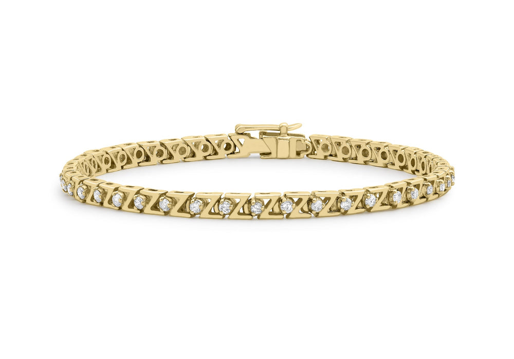 9ct Yellow Gold 1.00t Diamond Z Link Bracelet 18m/7"9