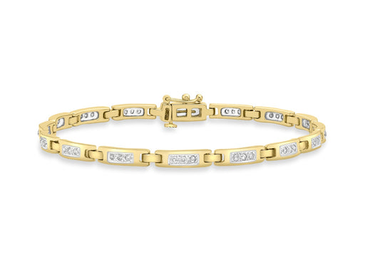 9ct Yellow Gold 0.50ct Pave Set Diamond Bar Bracelet 19m/7.5"9